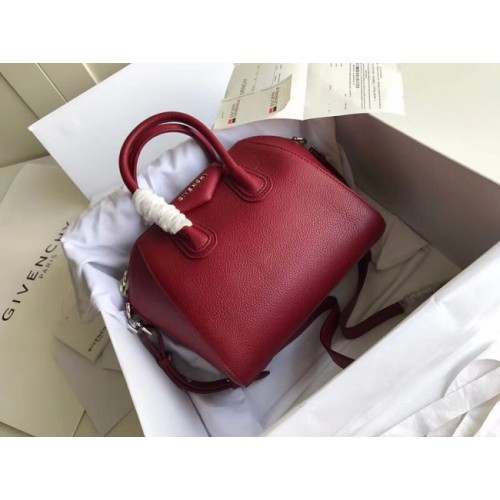 Givenchy Kleine Antigona Tasche aus genarbtem Kalbsleder BB0511 Burgund