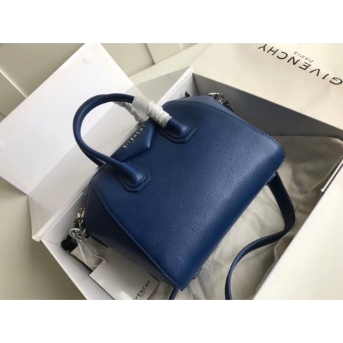 Givenchy Kleine Antigona Tasche aus genarbtem Kalbsleder BB0511 blau