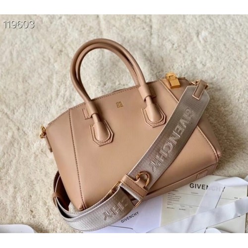 Givenchy kleine Antigona-Tasche aus genarbtem Original-Kalbsleder BB0273 Nude