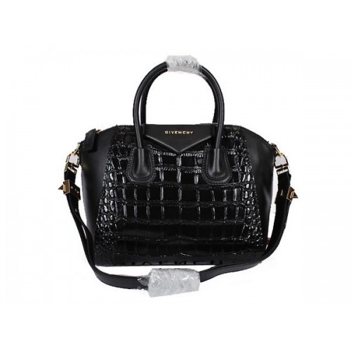 Givenchy Kleine Antigona Tasche aus schwarzem Kokosleder 9981S