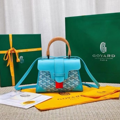 Goyard Saigon Mini Tote Bag aus Kalbsleder 9955 hellblau