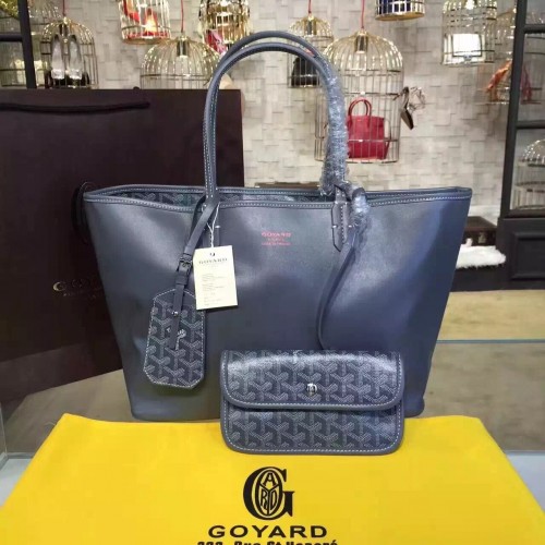 Goyard Y Doodling Kalbsleder Tragetasche 7901 Dunkelblau