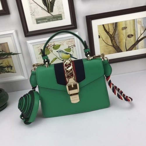 Gucci Sylvie Lather Mini Tasche 470270 Grün