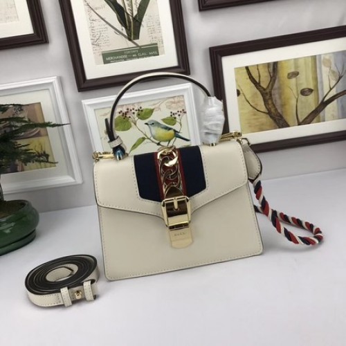 Gucci Sylvie Lather Mini-Tasche 470270 OffWhite