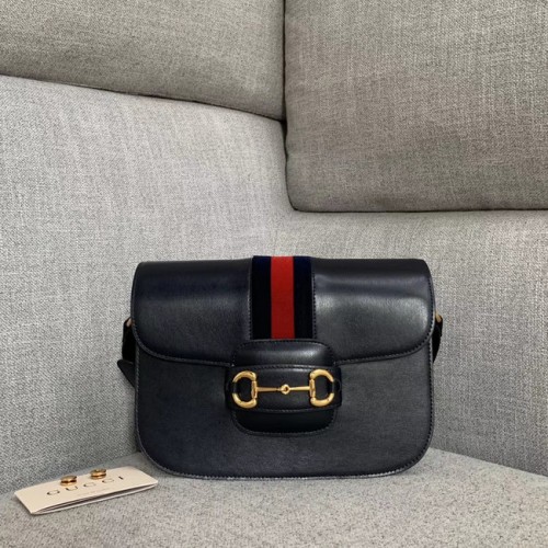 Gucci 1955 Schultertasche aus strukturiertem Leder 602204 schwarz