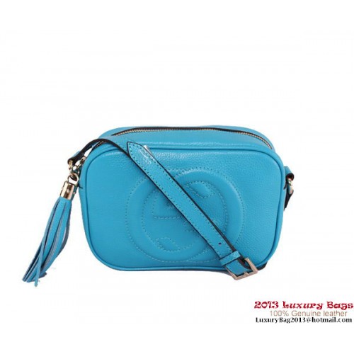 Gucci 308364 Soho Disco Bag aus Kalbsleder Blau