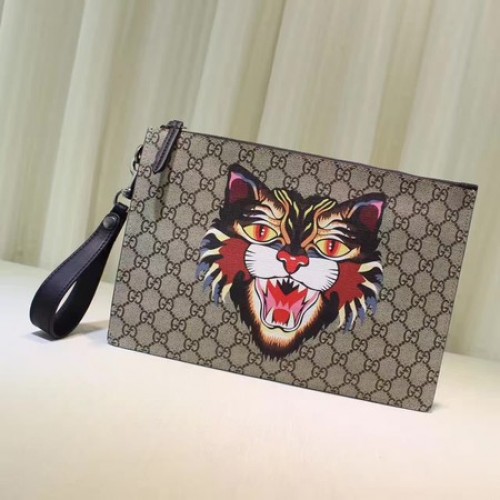Gucci Angry Cat Print GG Supreme Pouch 473904 Wütende Katze