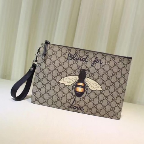 Gucci Angry Cat Print GG Supreme Pouch 473904 Biene