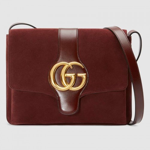 Gucci Arli mittelgroße Umhängetasche 550126 Bordeaux Wildleder