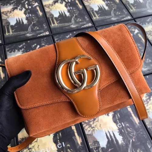 Gucci Arli kleine Umhängetasche 550129 braunes Wildleder