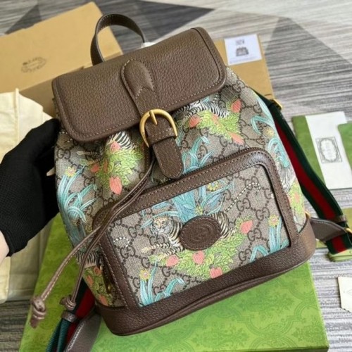 Gucci Rucksack mit ineinandergreifendem G 674147 Braun&Grün