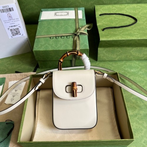 Gucci Bamboo Mini-Handtasche 702106 weiß