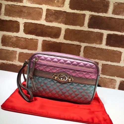 Gucci Clutch aus Kalbsleder 447632 Pink&Gold&Green