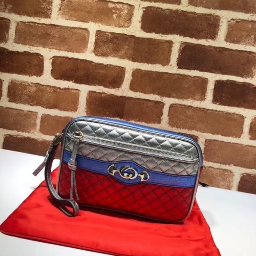 Gucci Clutch aus Kalbsleder 447632 blau&rot&silber