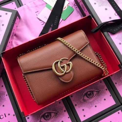 Gucci Schultertasche aus Kalbsleder 401232 Kaffee