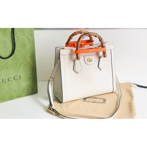 Gucci Diana GG Bamboo Top Handle Original Ledertasche 660195 Weiß