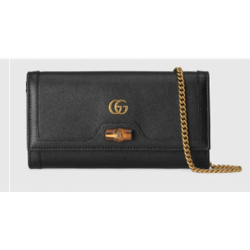Gucci Diana Kettengeldbörse mit Bambus 658243 schwarz