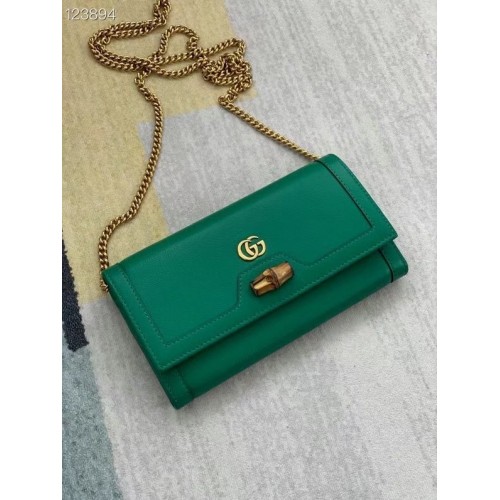 Gucci Diana Kettengeldbörse mit Bambus 658243 grün