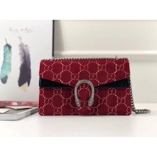 Gucci Dionysus GG Samt kleine Umhängetasche 400249 rot