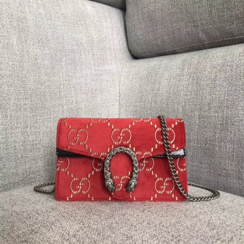 Gucci Dionysus GG Super-Mini-Tasche aus Samt 476432 rot