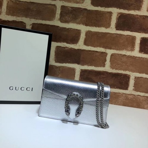 Gucci Dionysus Leather Super Mini Bag 476432 Silber