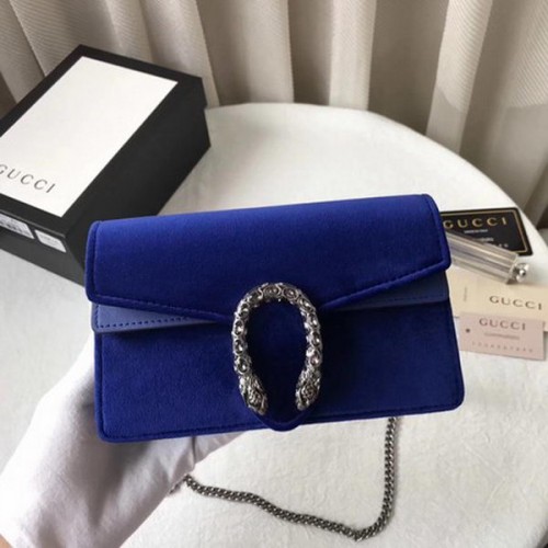 Gucci Dionysus Velvet Super Mini Tasche 476432 Blau
