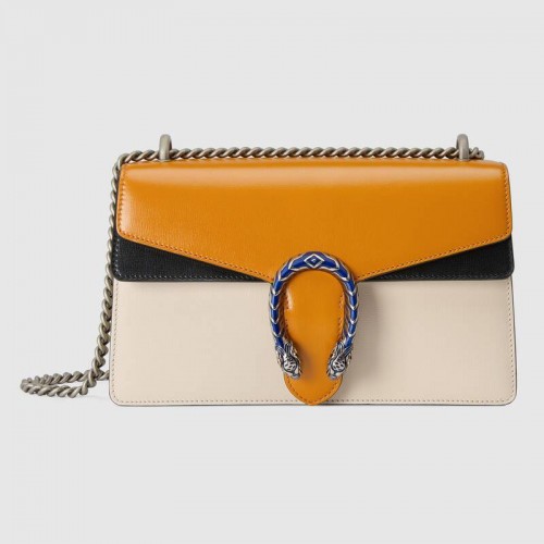 Gucci Dionysus kleine Umhängetasche 400249 Gebranntes Orange und Weiß