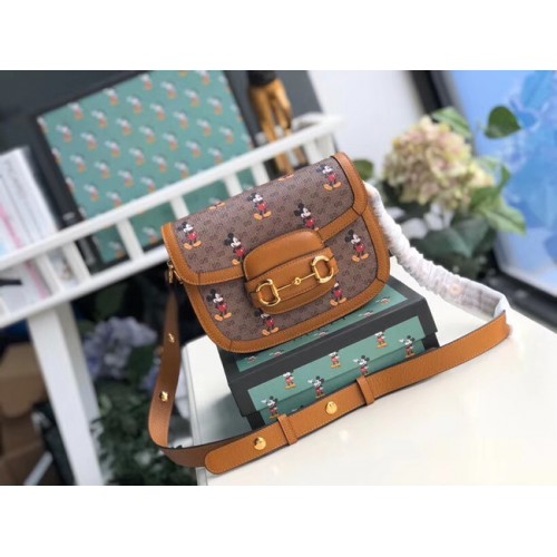 Gucci Disney x Mickey Mouse Kleine Umhängetasche 602205 Braun