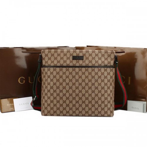 Gucci GG Canvas Medium Messenger Bag 189751 Braun