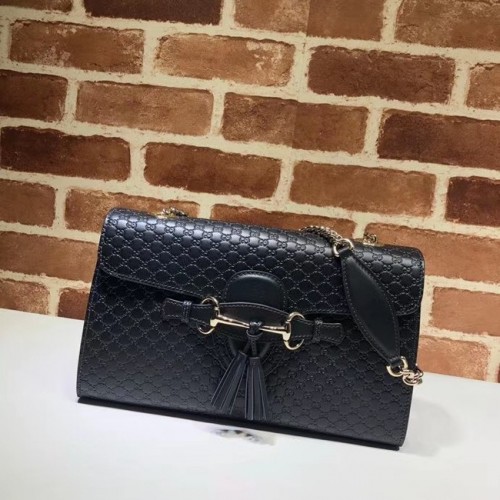 Gucci GG Leder Umhängetasche 449635 schwarz