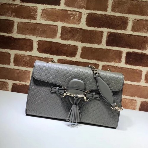 Gucci GG Leder Umhängetasche 449635 grau