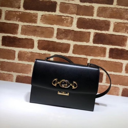 Gucci GG Leder Umhängetasche A576388 Schwarz