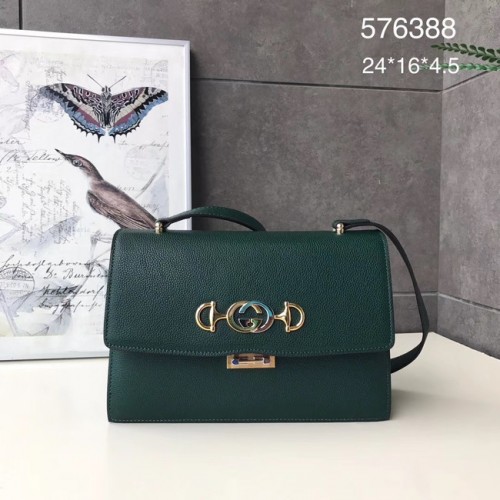 Gucci GG Leder Umhängetasche A576388 grün