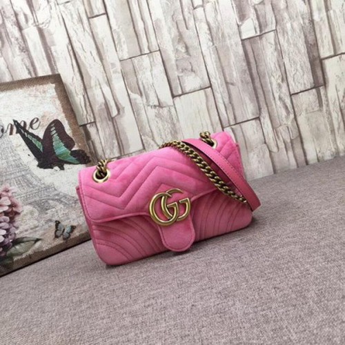 Gucci Mini-Tasche aus besticktem Samt mit GG Marmont 446744T Pink