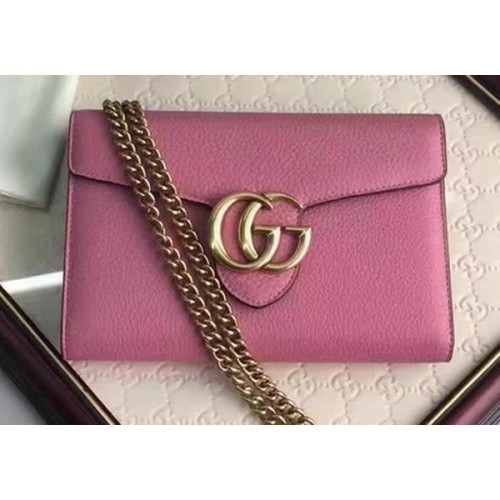 Gucci GG Marmont Mini-Kettentasche aus Leder 401232 Pink