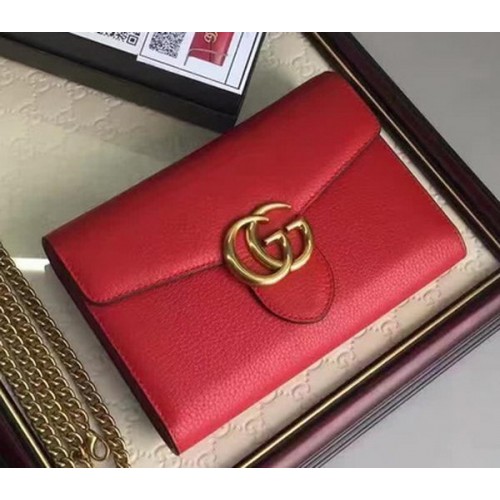 Gucci GG Marmont Mini-Kettentasche aus Leder 401232 Rot