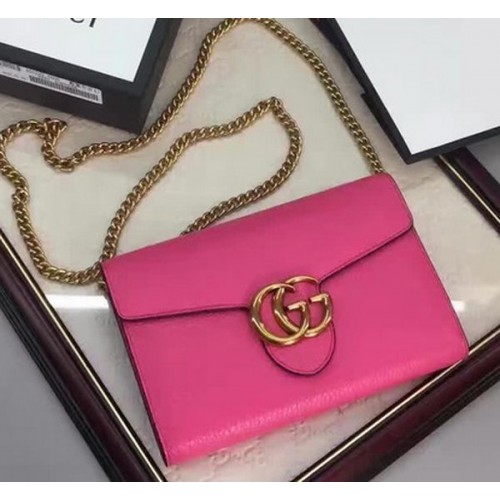 Gucci GG Marmont Mini-Kettentasche aus Leder 401232 Rose