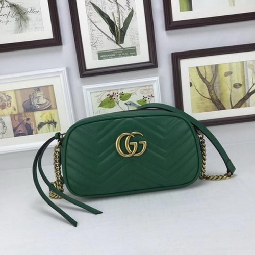 Gucci GG Marmont Matelasse Leder Umhängetasche 447632 Grün
