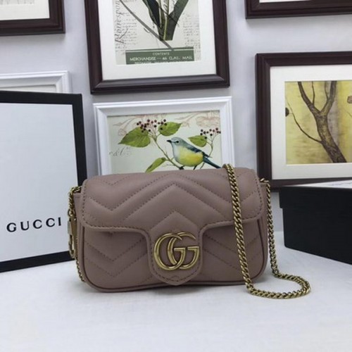 Gucci GG Marmont Matelasse Leder Super Mini Tasche 476433 Rosa