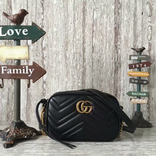 Gucci GG Marmont Matelasse Mini-Umhängetasche 448065A Schwarz