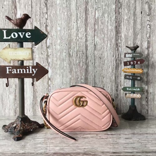 Gucci GG Marmont Matelasse Mini-Umhängetasche 448065A Rosa