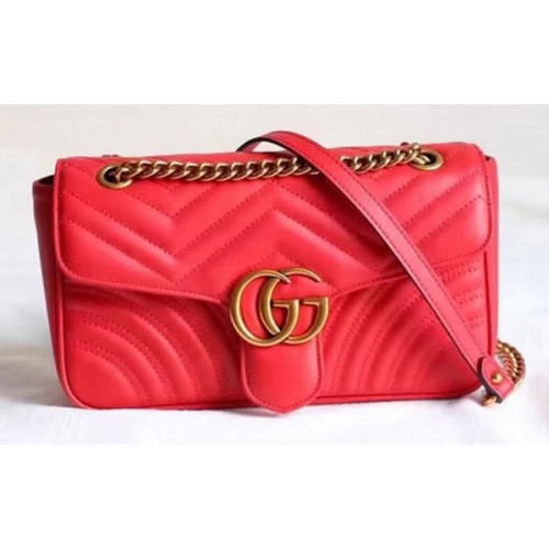 Gucci GG Marmont Matelasse Umhängetasche 443497 Rot