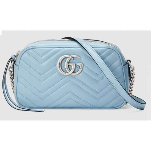 Gucci GG Marmont Matelasse Umhängetasche 447632 Pastellblau
