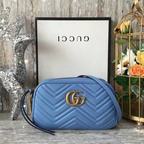 Gucci GG Marmont Matelasse Umhängetasche 447632A Blau