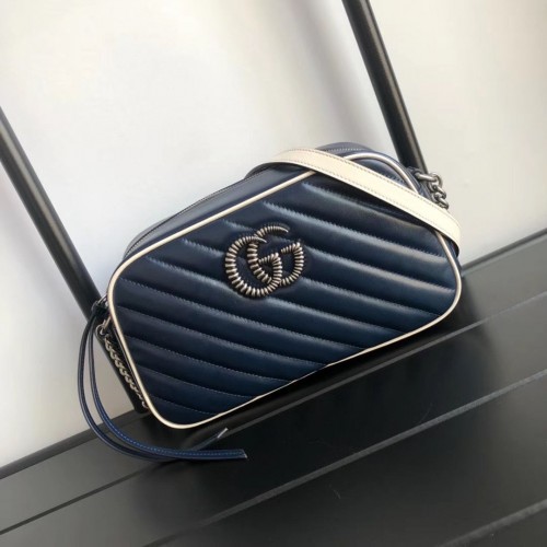 Gucci GG Marmont Matelasse Umhängetasche A447632 Marineblau