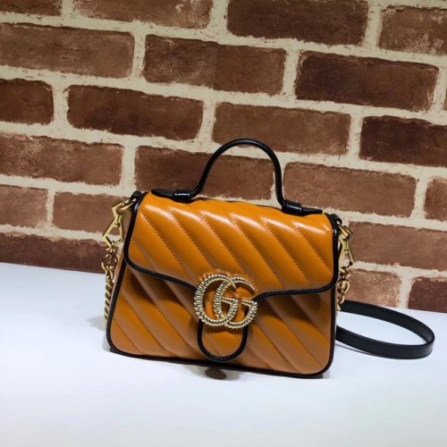 Gucci GG Marmont Mini Top Handle Tasche 583571 Cognac