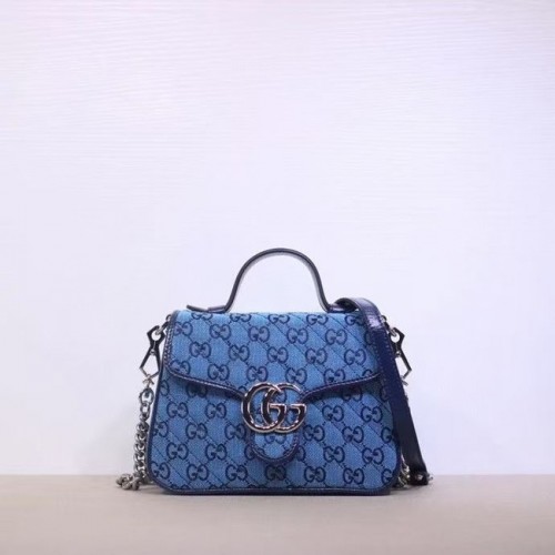 Gucci GG Marmont Multicolor Mini-Henkeltasche 583571 blau