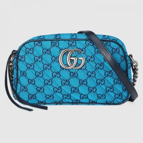 Gucci GG Marmont Multicolor kleine Umhängetasche 447632 blau
