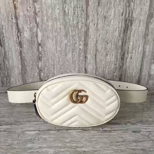 Gucci GG Marmont Gesteppte Ledertasche 476434 Weiß