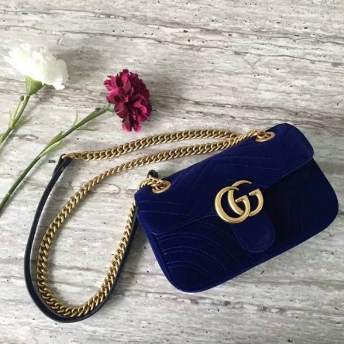 Gucci GG Marmont Wildleder Mini Umhängetasche 446744 Dunkelblau